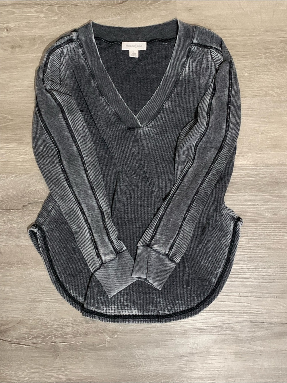 Treasure & Bond Washed Charcoal V-Neck Pullover